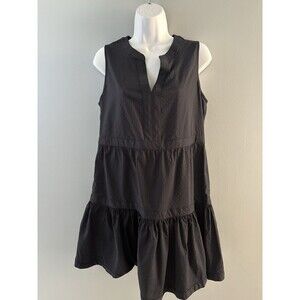 Vineyard Vines Tilly Harbor Seersucker Tiered Dress Small Black Moisture Wicking